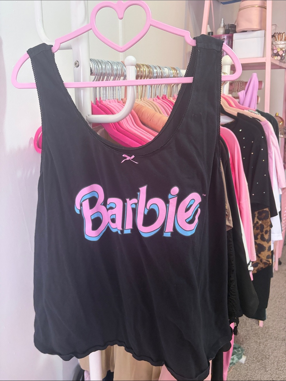 Barbie Black Tank Top with Pink & Blue Logo